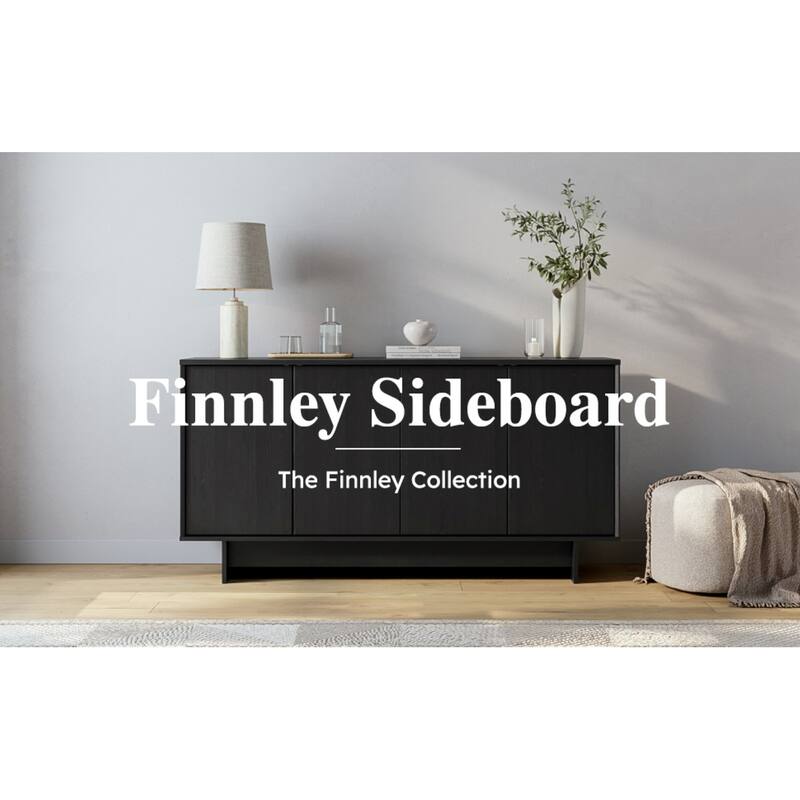Prepac Finnley Sideboard Cabinet Buffet Cabinet with Storage, Entryway Cabinet with Adjustable Shelves