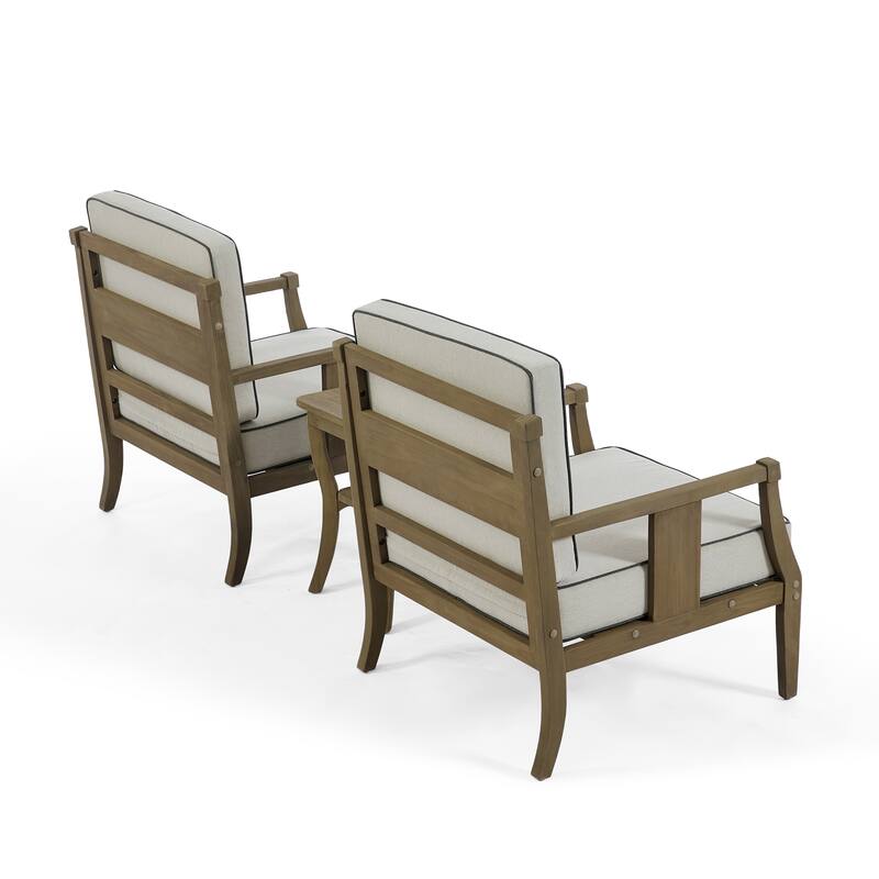 3-Piece Solid Teak Outdoor Patio Furniture Set Armchairs & Storage Table