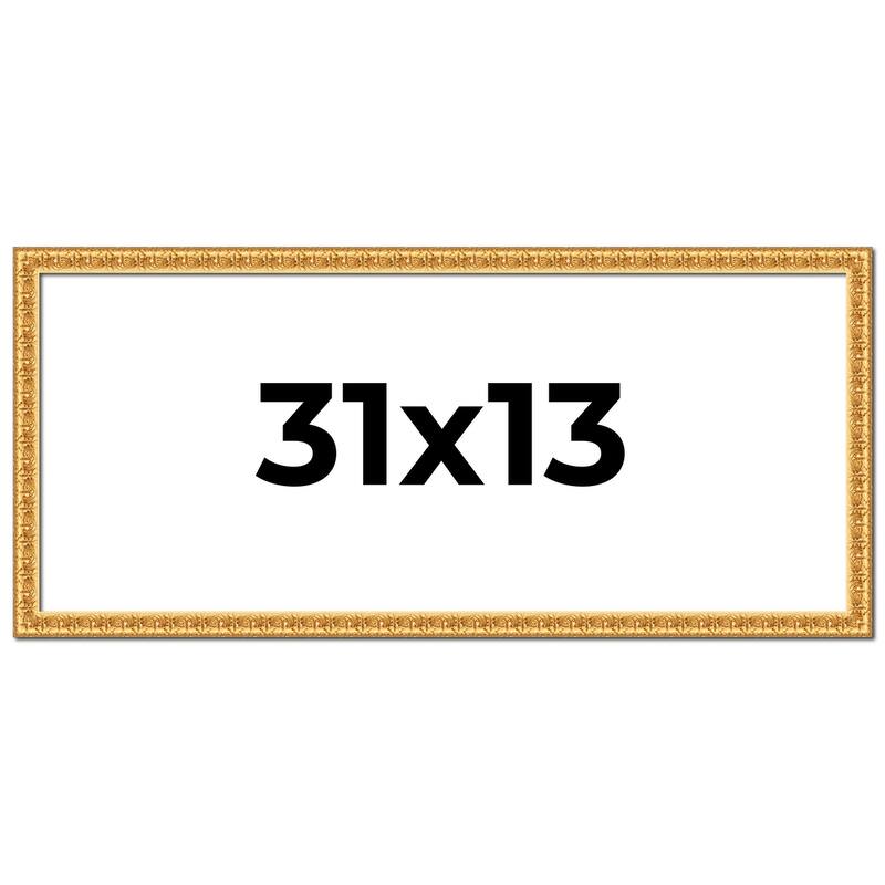 31x13 Frame Gold Real Wood Picture Frame Width 1 inches | Interior