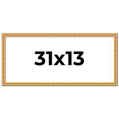 31x13 Frame Gold Real Wood Picture Frame Width 1 inches | Interior