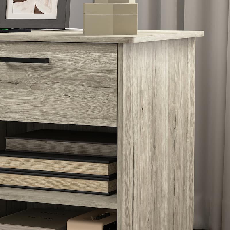 Nightstand with Charging Station,2 USB,Type C,Drawer,Adjustable Shelf