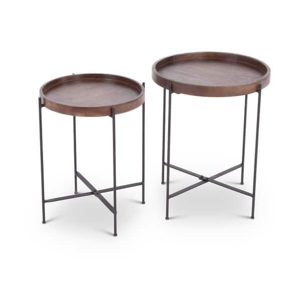 Cassidy Mango Wood Metal Round 2 Piece Accent Table Set By Greyson Living Overstock 17350999