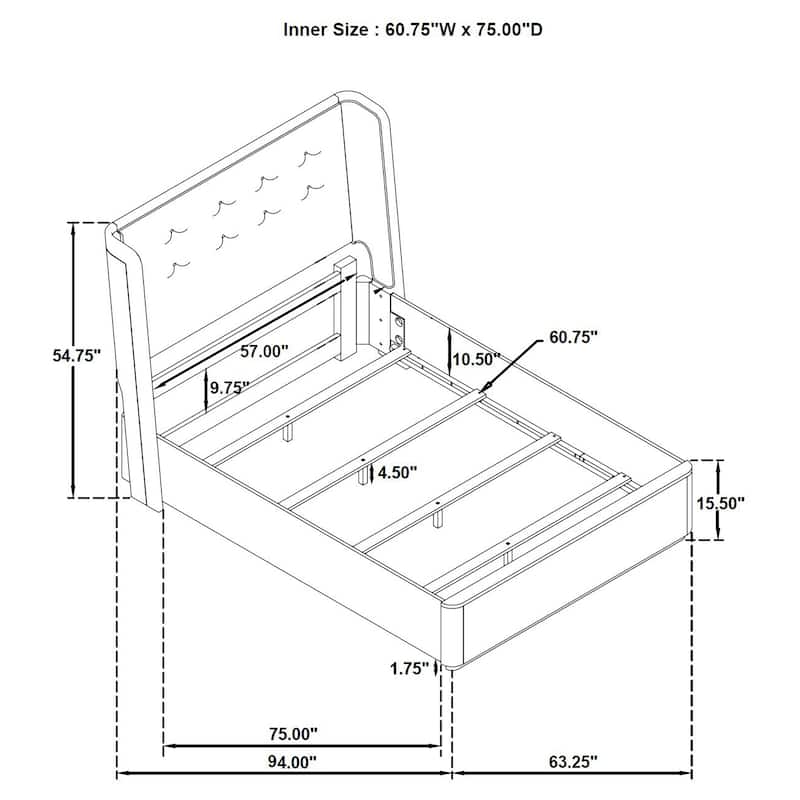 Leandro 55-inch Wingback Bed Burnished Black