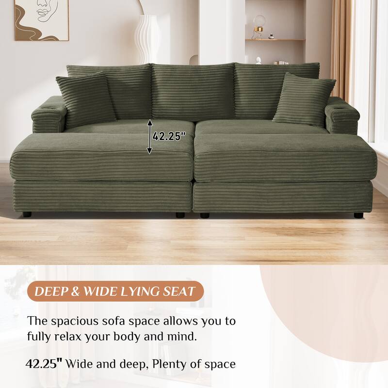 Ouyessir Upholstered Deep Seat Single Sofa with Ottoman for Living Room