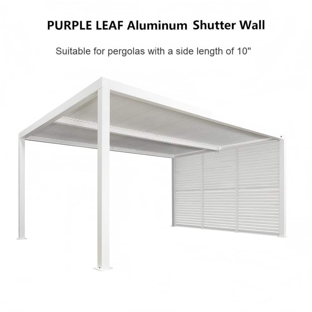 PURPLE LEAF White Louvered Pergola Accessories Roller Blinds, Strip Light and Shutter Wall(Pergola Not Included)