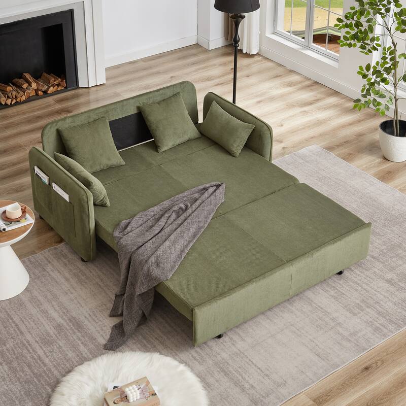 Chenille Interior Lazy Sofa Chaise longue Armchair with three pillows and armrestsSleeping Sofa Bed