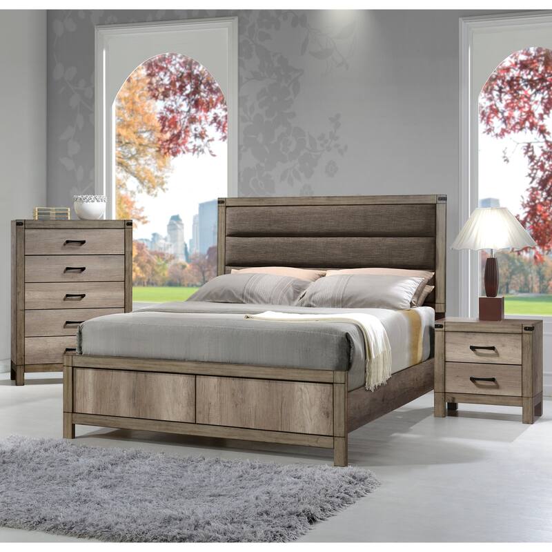 Modern Rustic Tall Nightstand, Bedroom Coffee Table with Solid Wood Legs, Living Room Side Table with 2-Drawers
