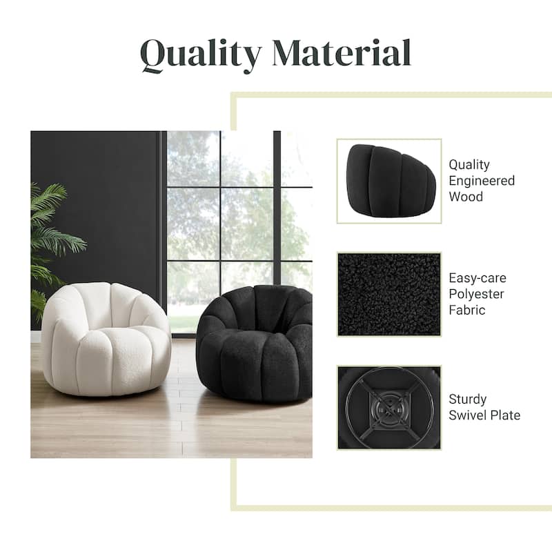 NPD Furniture Callista Boucle Swivel Accent Chair
