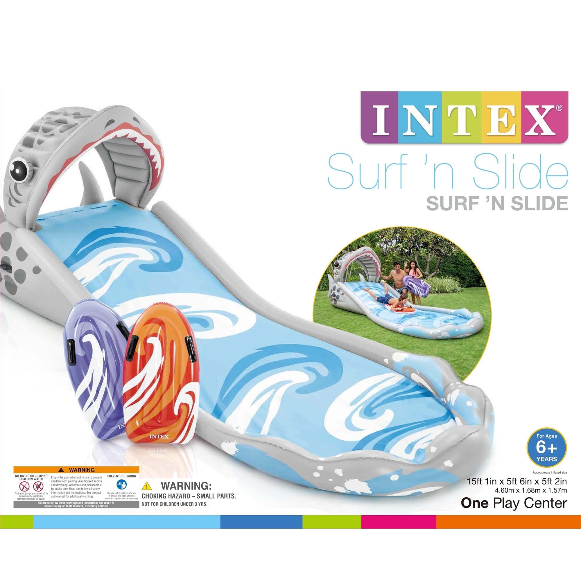 Intex Inflatable Kids Backyard Water Slide with Surf Riders