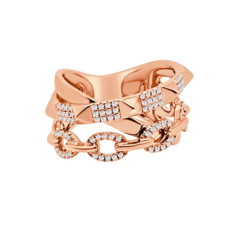 Auriya 14k Gold Lab Grown Round Diamond Chain Link Ring 0.22 ct. tw. (F-G, VS)