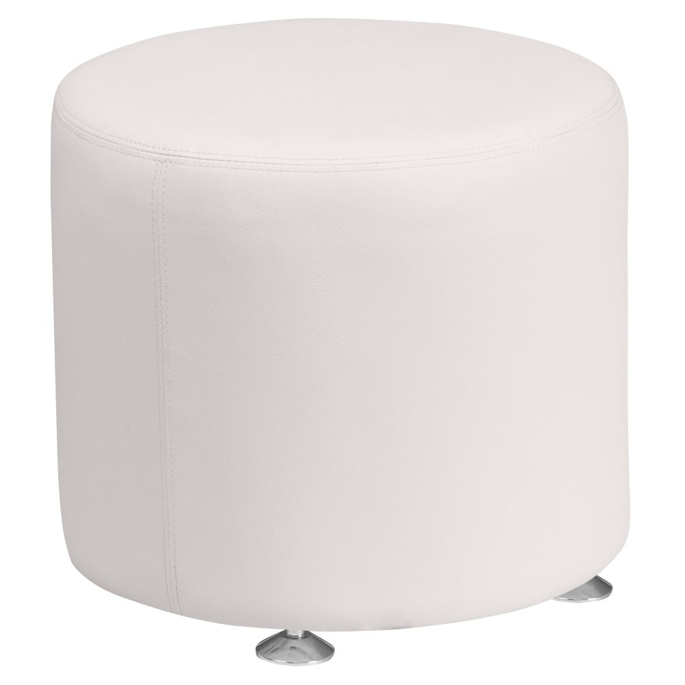 LeatherSoft 18" Round Low Profile Design Ottoman - Reception Furniture