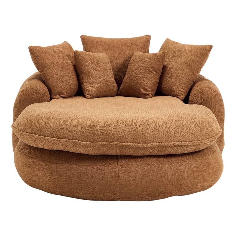 Oversized Chenille Single Sofa Chair / Oval Upholstered Bean Bag Sofa / Living Room Lazy Floor Sofa Chaise Lounges Cloud Couch