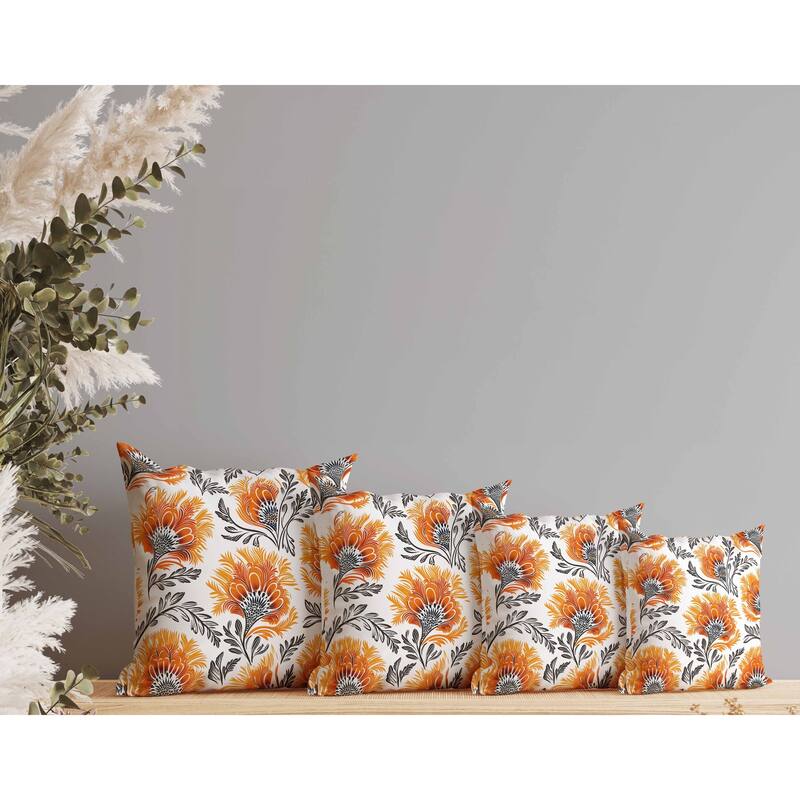 Whimsical Wilds Faux Suede Reversible Throw Pillow White and Orange