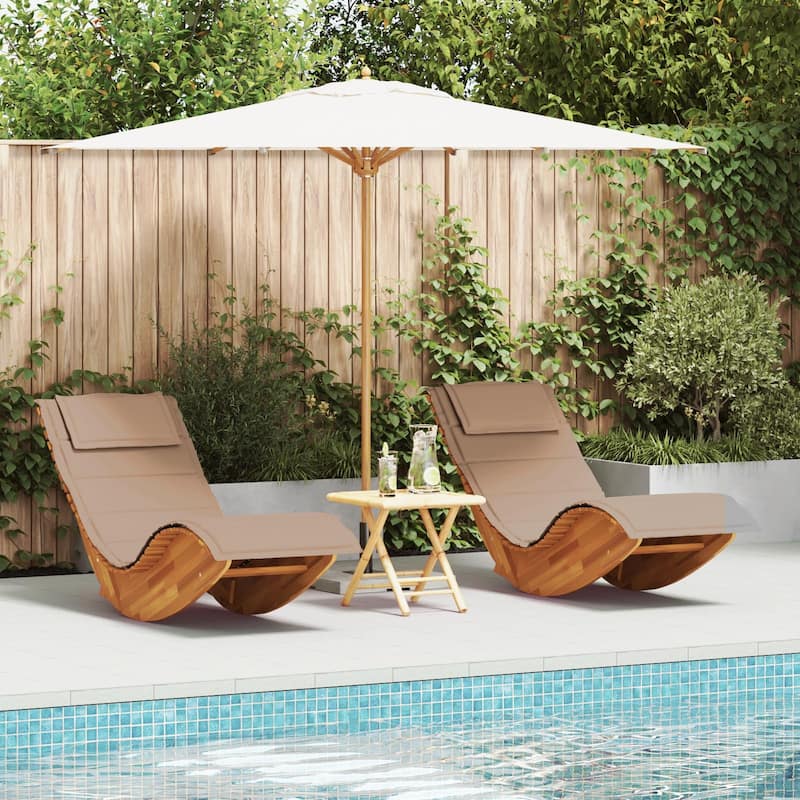 vidaXL Rocking Sun Loungers with Cushions 2 pcs Solid Wood Acacia - 23.6 x 60.6 x 29.1