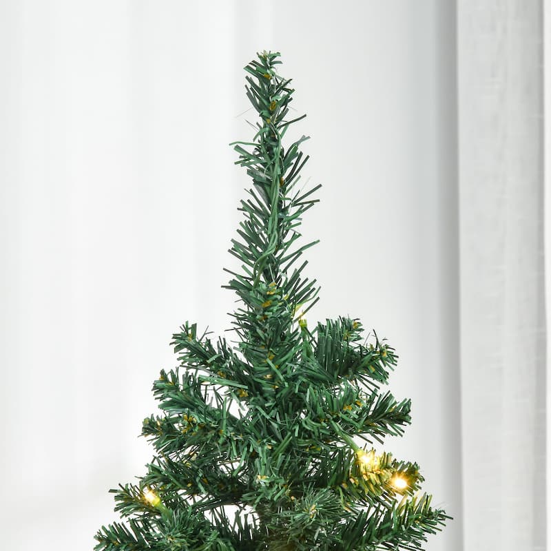 HOMCOM 5ft Tall Pre-Lit Slim Noble Fir Artificial Christmas Tree with Realistic Branches, 110 Warm White LED Lights and 294 Tips
