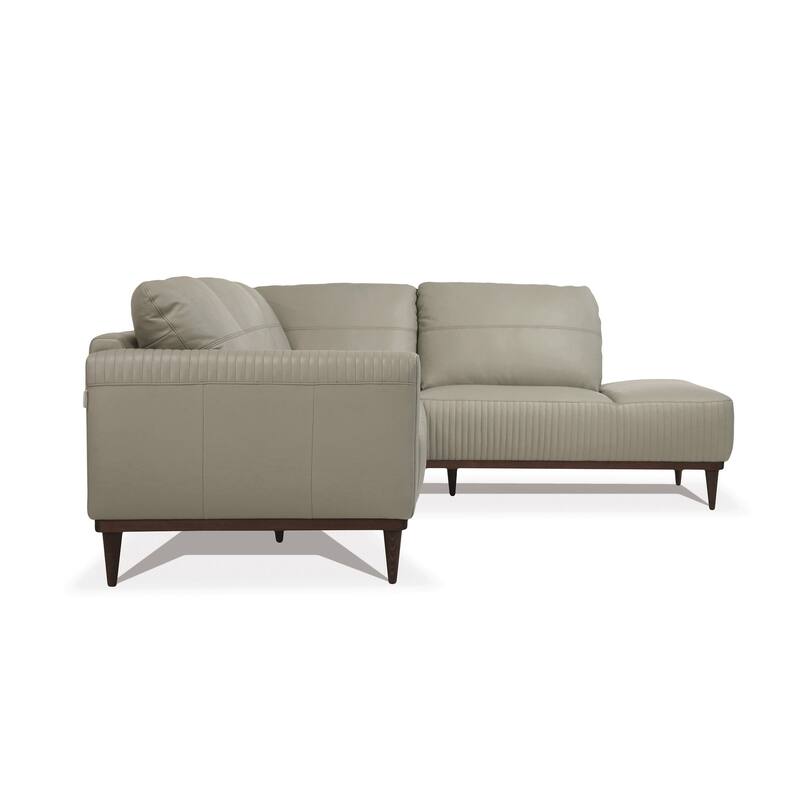 Klayton Airy Green Right Facing Leather Sectional with L Shape