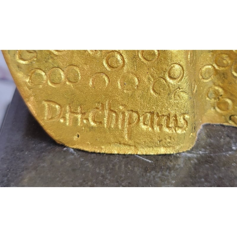 Chiparus Arabesque Dancer Gold Patina Bronze Sculpture Statue Art Deco Figure On Marble Base