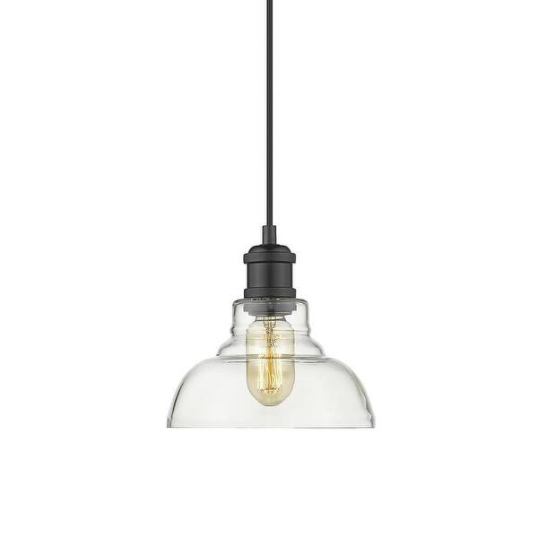 slide 2 of 11, Golden Lighting Carver Single Light 8" Wide Mini Pendant with Clear Black