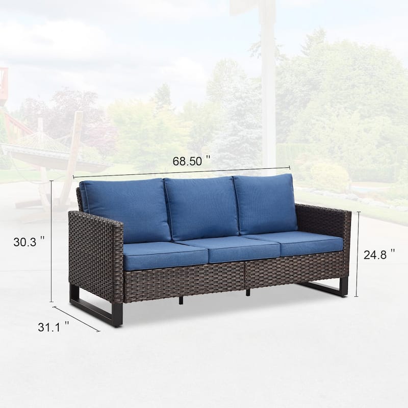 Gymojoy 3-Seat Outdoor Sofa, All-Weather PE Wicker