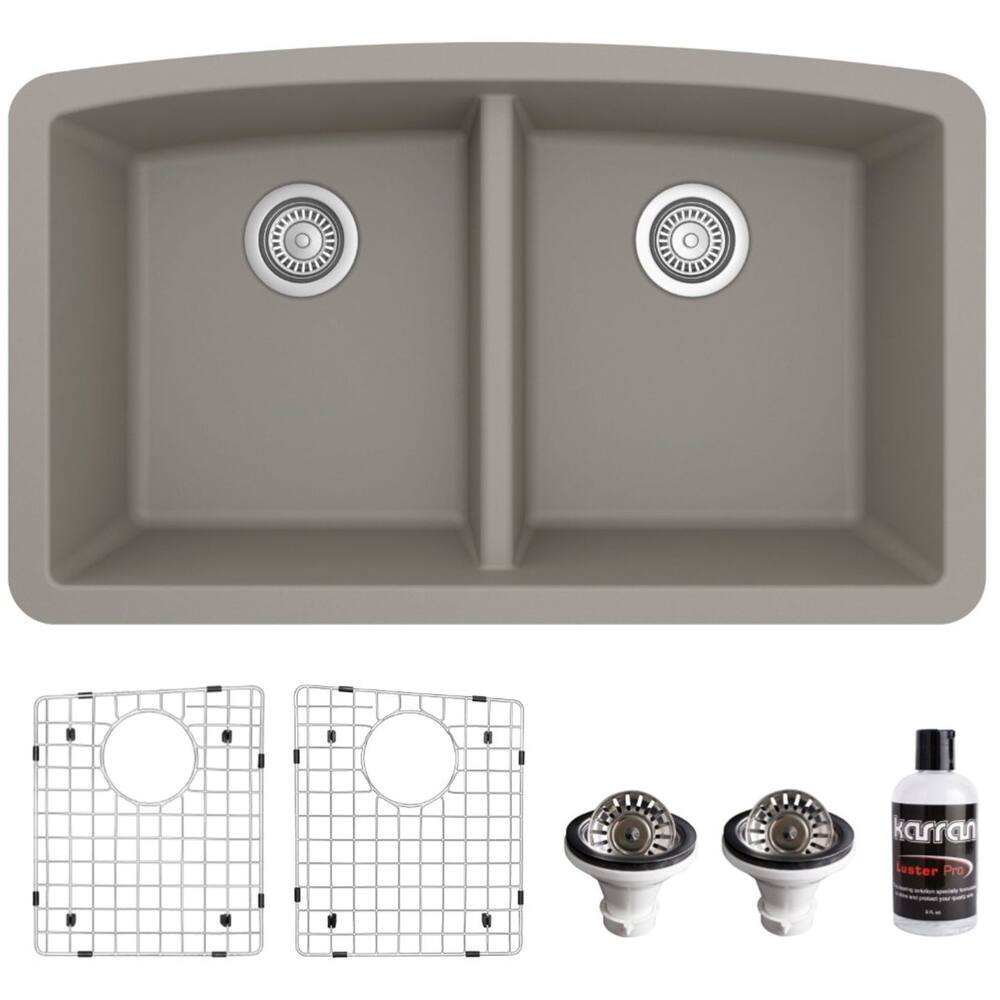 Karran USA QU-710-PK1 Quartz QU 32" Undermount Double Basin Quartz