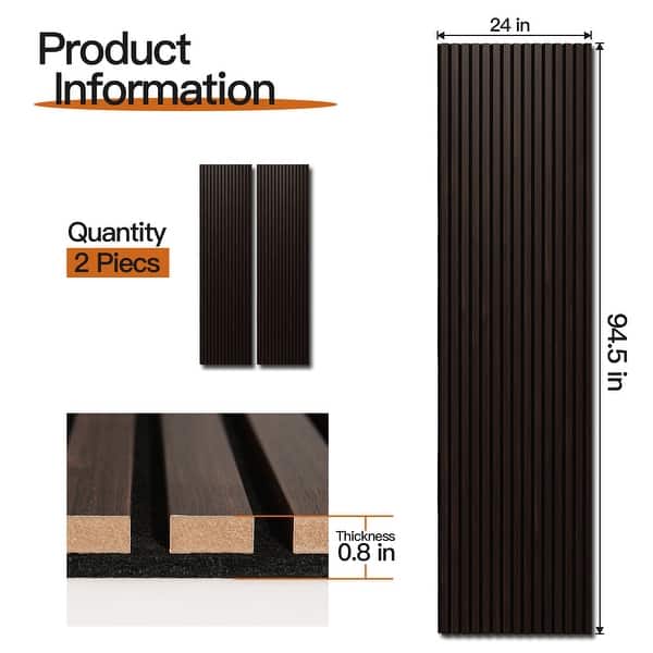 dimension image slide 3 of 5, Art3d 24''x94.5'' Wood Slat Acoustic Wall Paneling for Interior and Ceiling Decor,Pack of 2