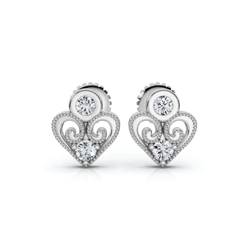 Bliss Diamond Diamond Heart Studs White, Yellow, or Rose Gold Lab Grown Women's Earrings