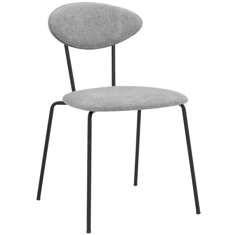 Modern Gray Fabric and Black Metal Dining Room Chairs - Set of 2