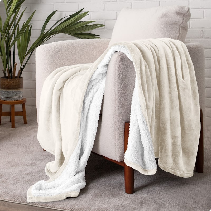 Bare Home Sherpa Fleece Blanket - Reversible Plush Bed Blanket