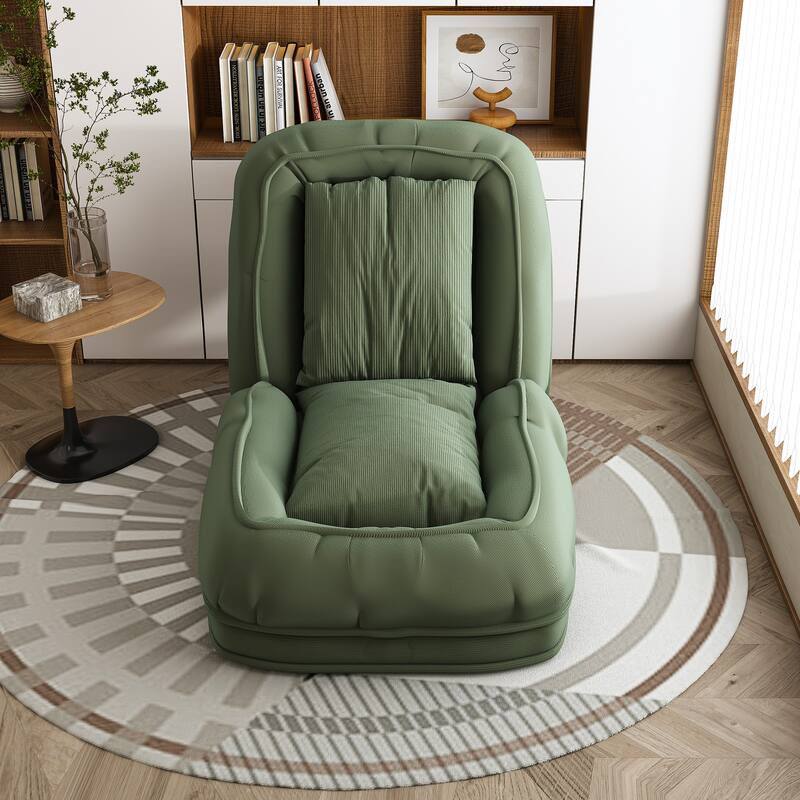 Rossetta Modern Foldable Adjustable Design Corduroy Lazy Bean Bag Chair with 2 Soft Pillows, Pets Friendly - Green