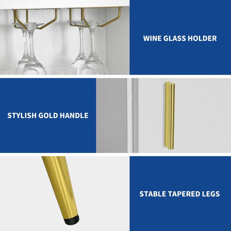 Moasis Coffee Bar Buffet Cabinet Storage With Wine Glass Holder