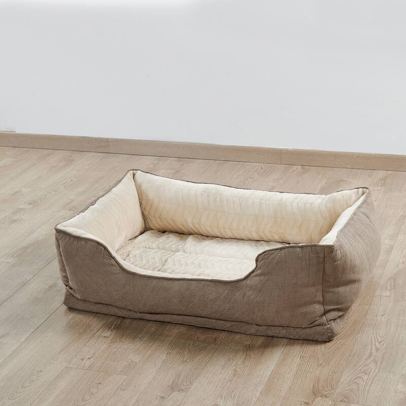Soft Plush Bolstered Rectangle Dog Bed