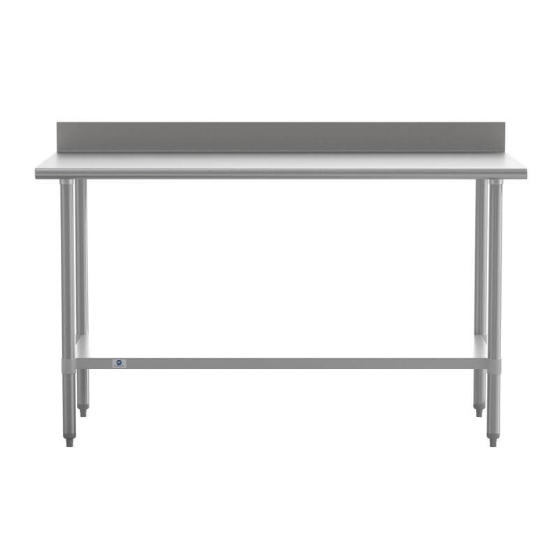 Commercial Stainless Steel Kitchen Prep and Work Table with Shelf and Backsplash