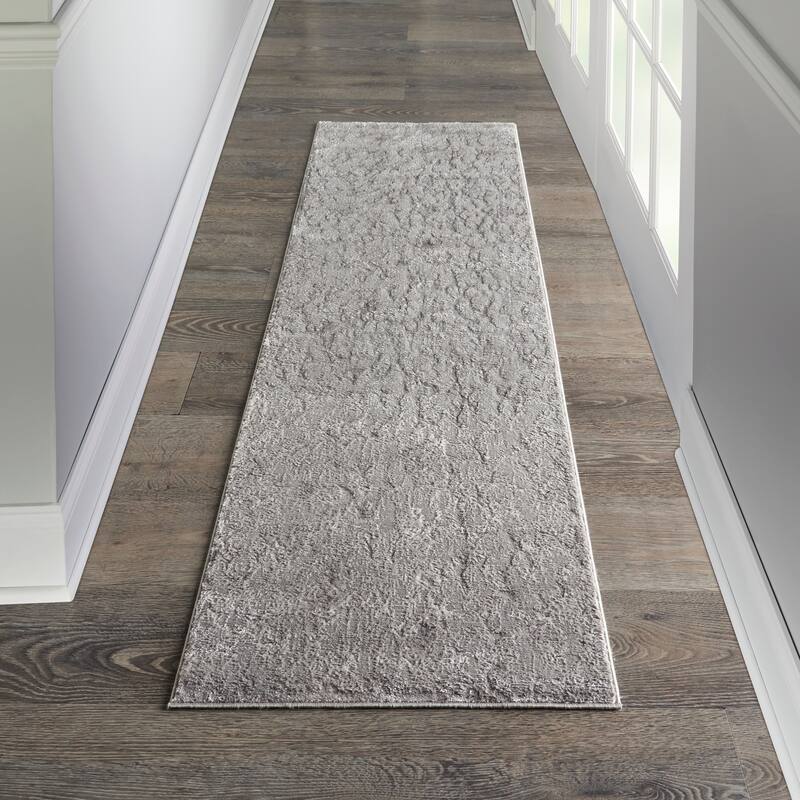 Royal Terrace Abstract Area Rug - 2' 2" x 7' 6" - Silver - Runner/Rectangle