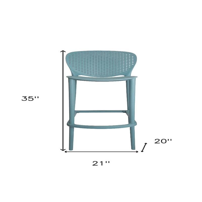 Set of 4 Stackable Plastic Bar Stools with Low Back and Footrest