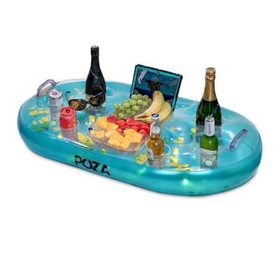 POZA Inflatable Blue Gold Floating Cooler Filled with Sparkly Confetti - 39×23 Inch