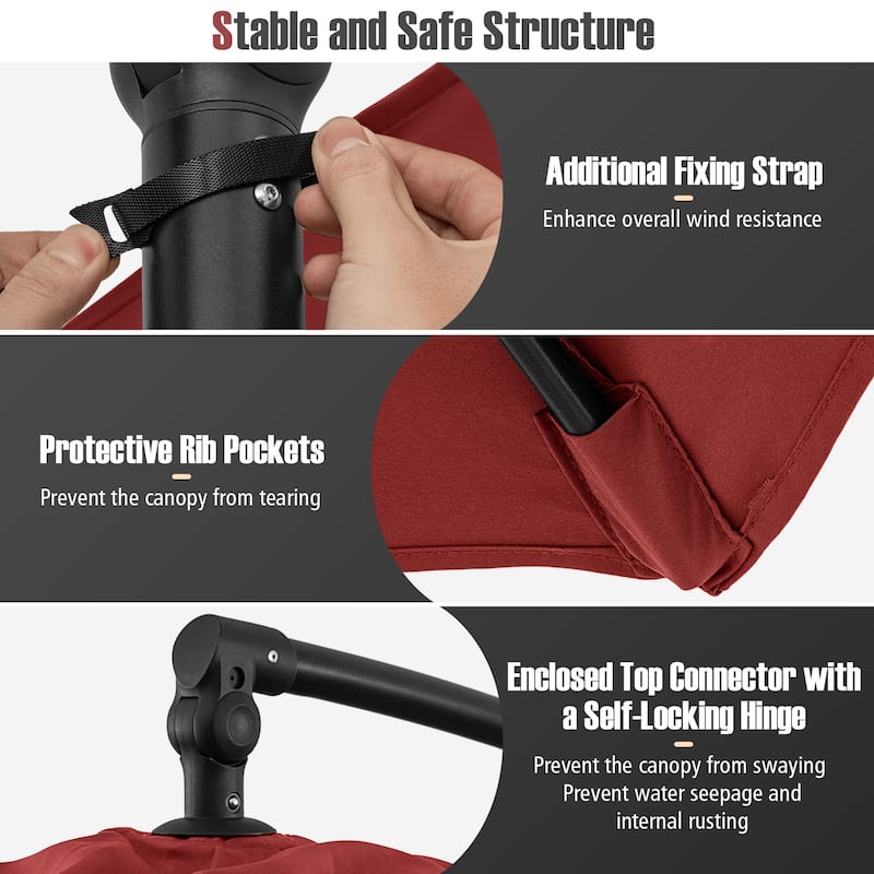 10 Feet Patio Offset Umbrella with Weighted Base 360° Tilt Cantilever Shade for Deck and Garden