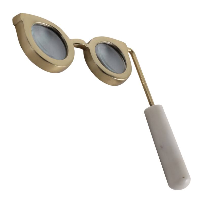 Eyeglass Magnifying Glass with Marble Handle Sculpture - 9"
