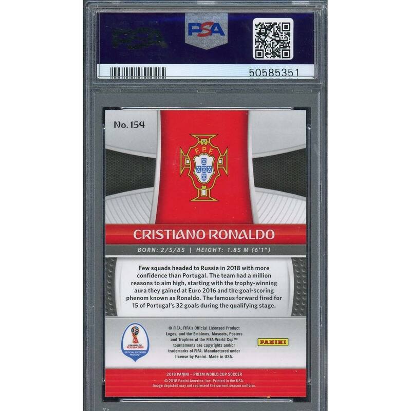 Cristiano Ronaldo 2018 Panini Prizm World Cup Soccer Card #154 Graded PSA 10 - 8'6" x 11'6"