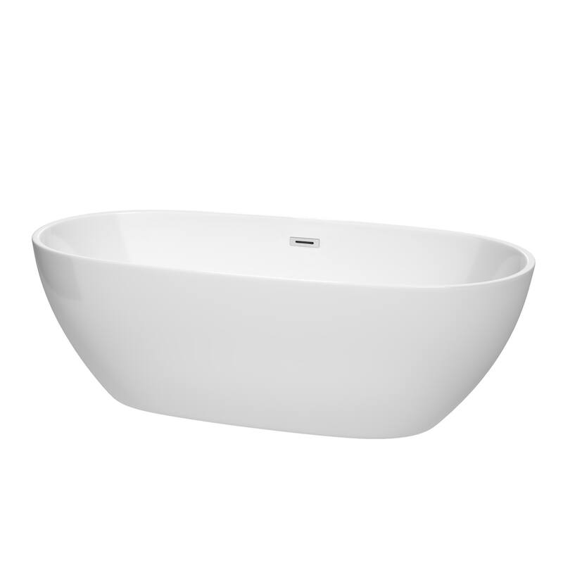 Wyndham Collection Juno 71" Free Standing Acrylic Soaking Tub with - White / Polished Chrome Trim