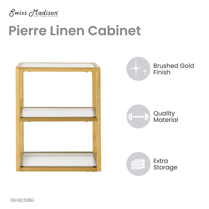 Pierre 16"X20"X10" Wall-Mounted Linen Cabinet In Brushed Gold