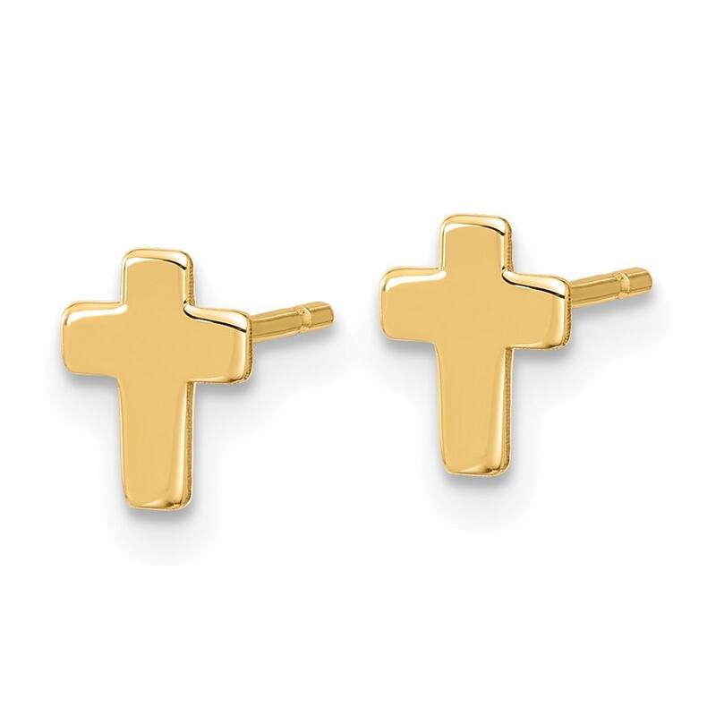 Curata 14k Gold Girls Polished Cross Post Earrings (5.5x7mm)