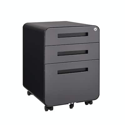Lockable 3-Drawer File Cabinet with Wheels & Removable Pencil Tray