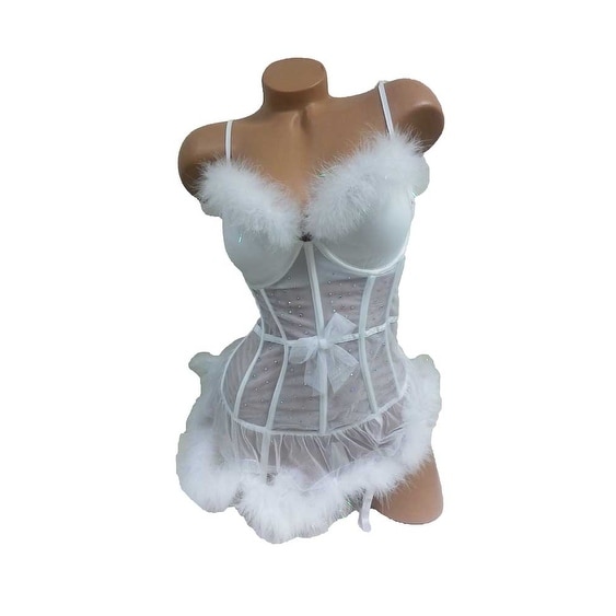 white feather corset