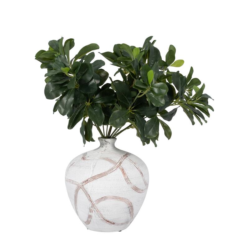 Sagebrook Home Natural Textured Ceramic Round Global Vase, White,