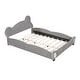 preview thumbnail 4 of 8, Wooden Queen Size Velvet Platform Bed with Bear-Shaped Headboard, Kid's Bed Frame with Bed-End Storage Pocket, Gray