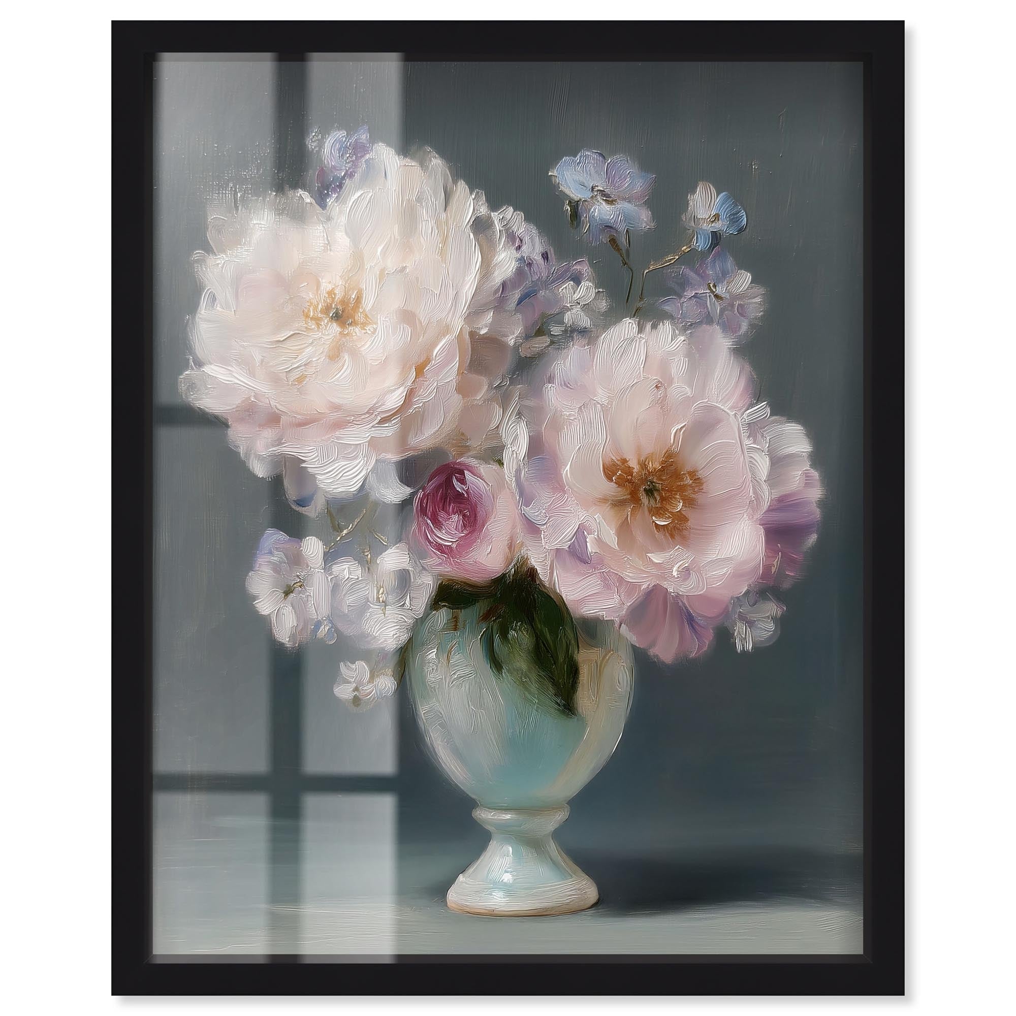 Blush Blooms in a Vase Fashion Decor Shadowbox Print by Art Remedy