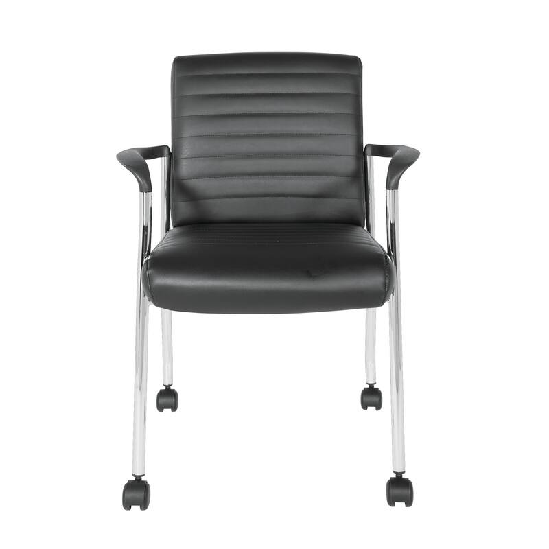 Guest Chair in Faux Leather with Carpet Casters