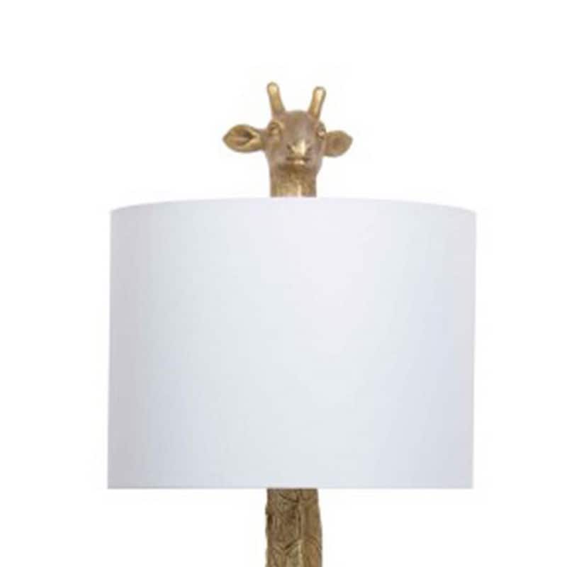 25 Inch Table Lamp, Jungle African Giraffe Statuette Gold Metal Base