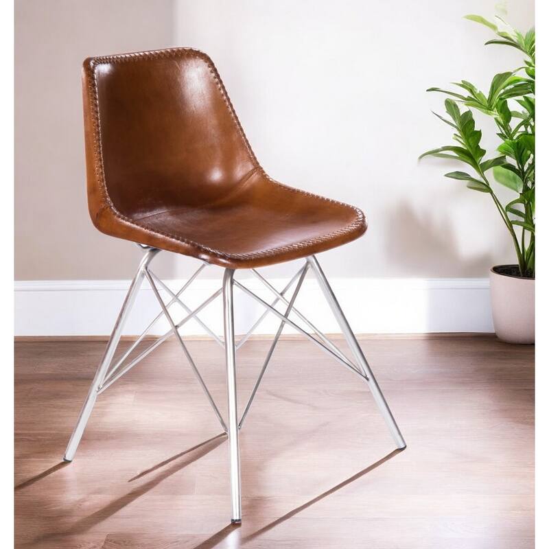 Faux Leather Side Chair with Sturdy Metal Frame for Living Room Bedroom Office