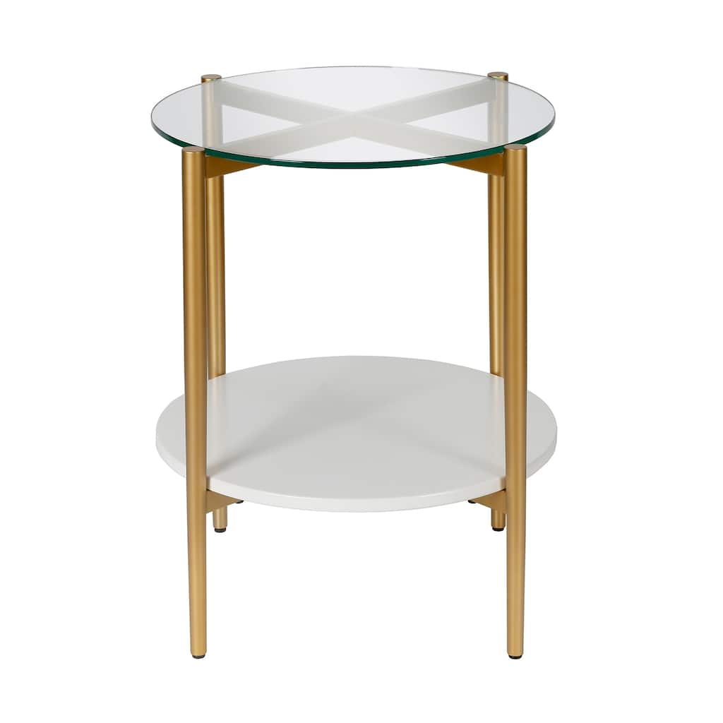 Otto 20" Wide Round Side Table with MDF Shelf